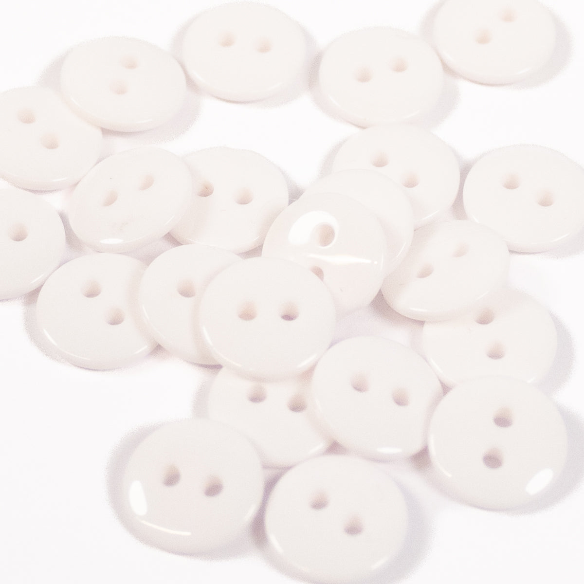 Bouton brillant 2 trous - 10, 12 et 15 mm - Blanc - Image 4