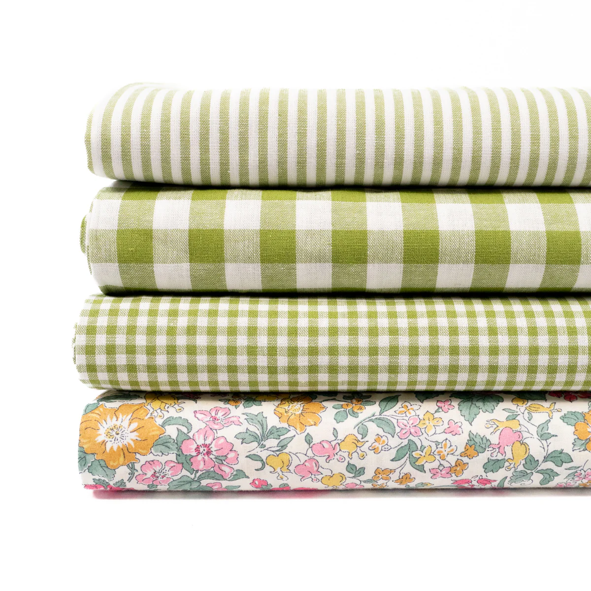 Tissu popeline - Rayures - Vert pomme et blanc - Image 6