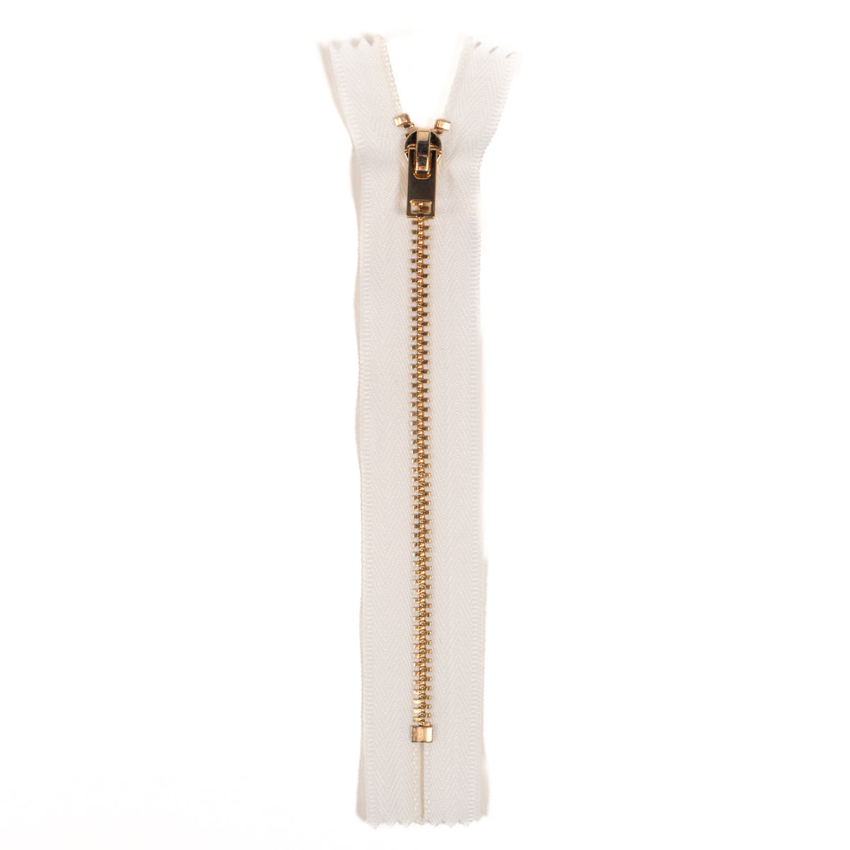 Fermeture à glissière métal - Simple curseur - Non séparable - Blanc - 15 cm