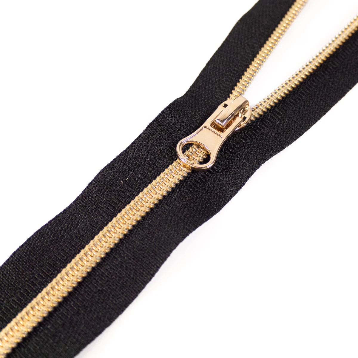 Fermeture à glissière nylon - Simple curseur - Non séparable - Noir et doré - 20 cm - Image 2