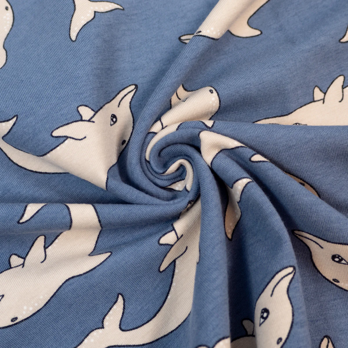 Jersey Stretch Bio - Tygdrömmar® - Dauphins - Bleu - Image 4