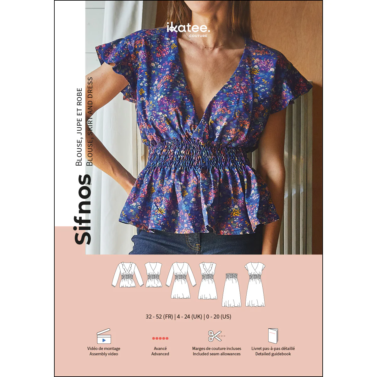 Patron blouse, robe et jupe femme SIFNOS pochette