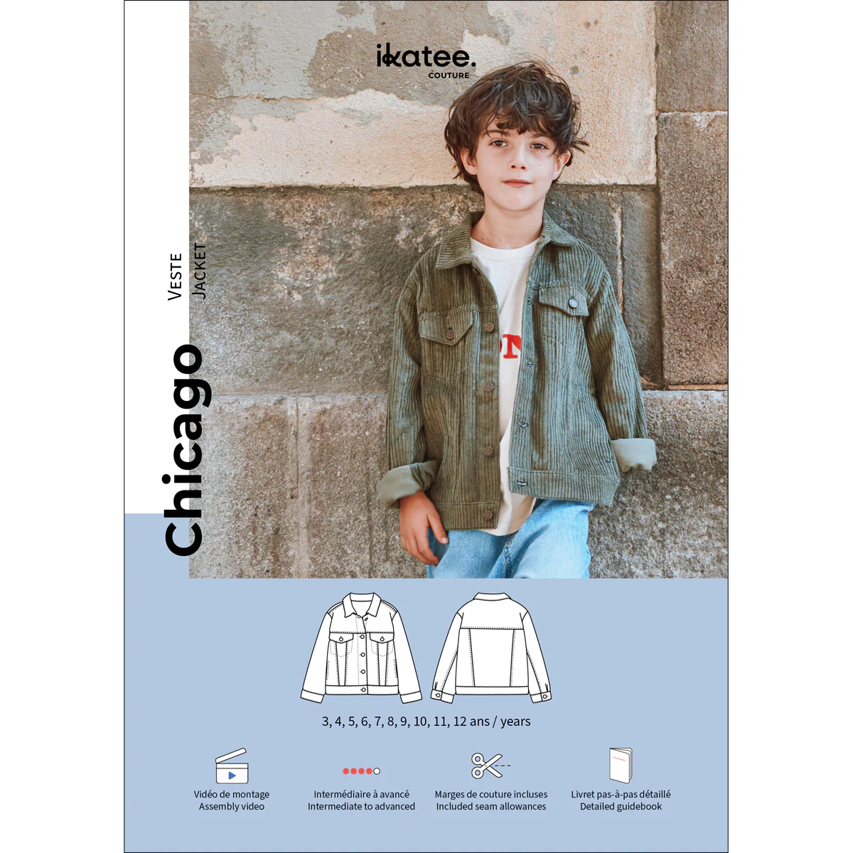 Patron veste enfant CHICAGO pochette