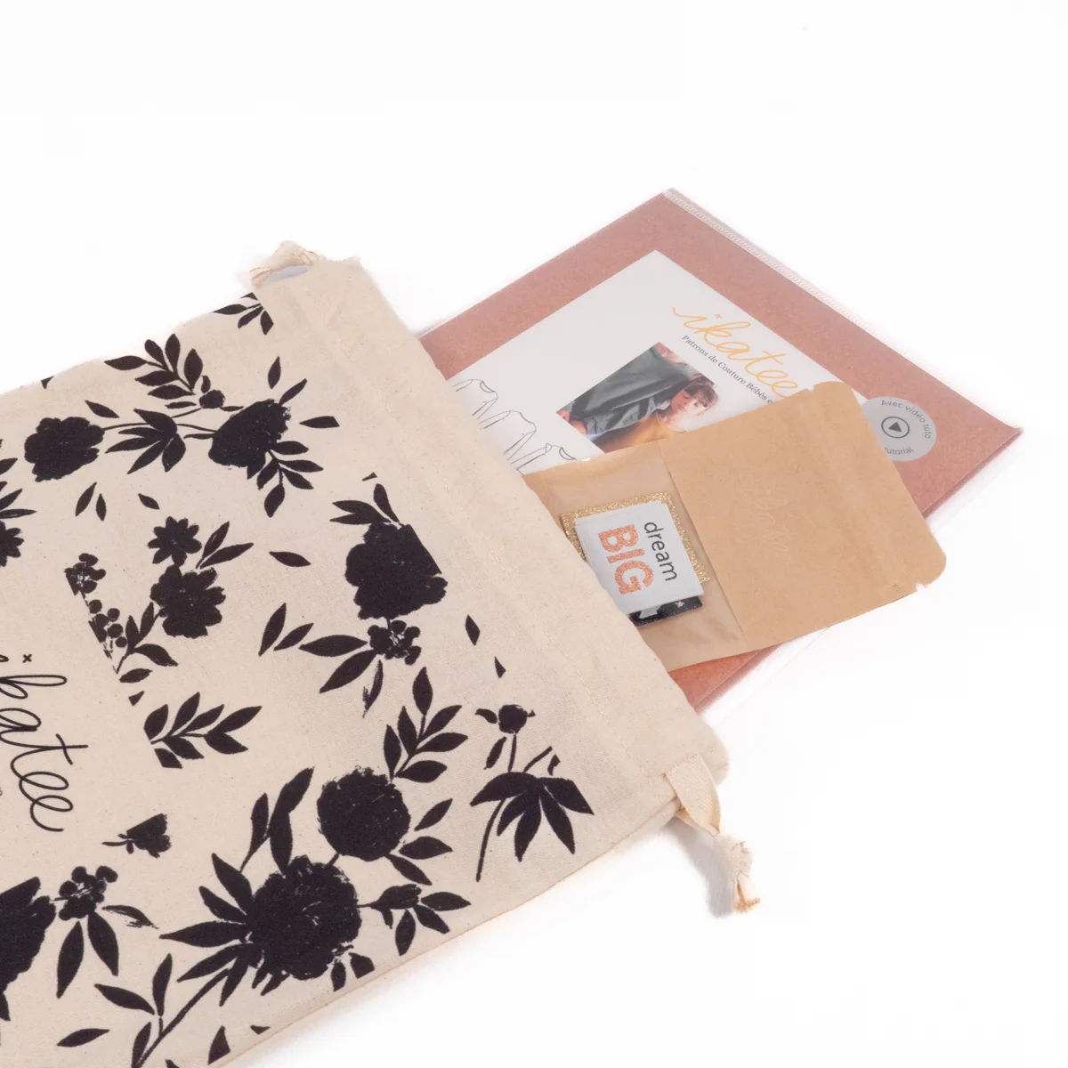 Pochon fleuri en coton ©ikatee - 25x35 cm - Image 4