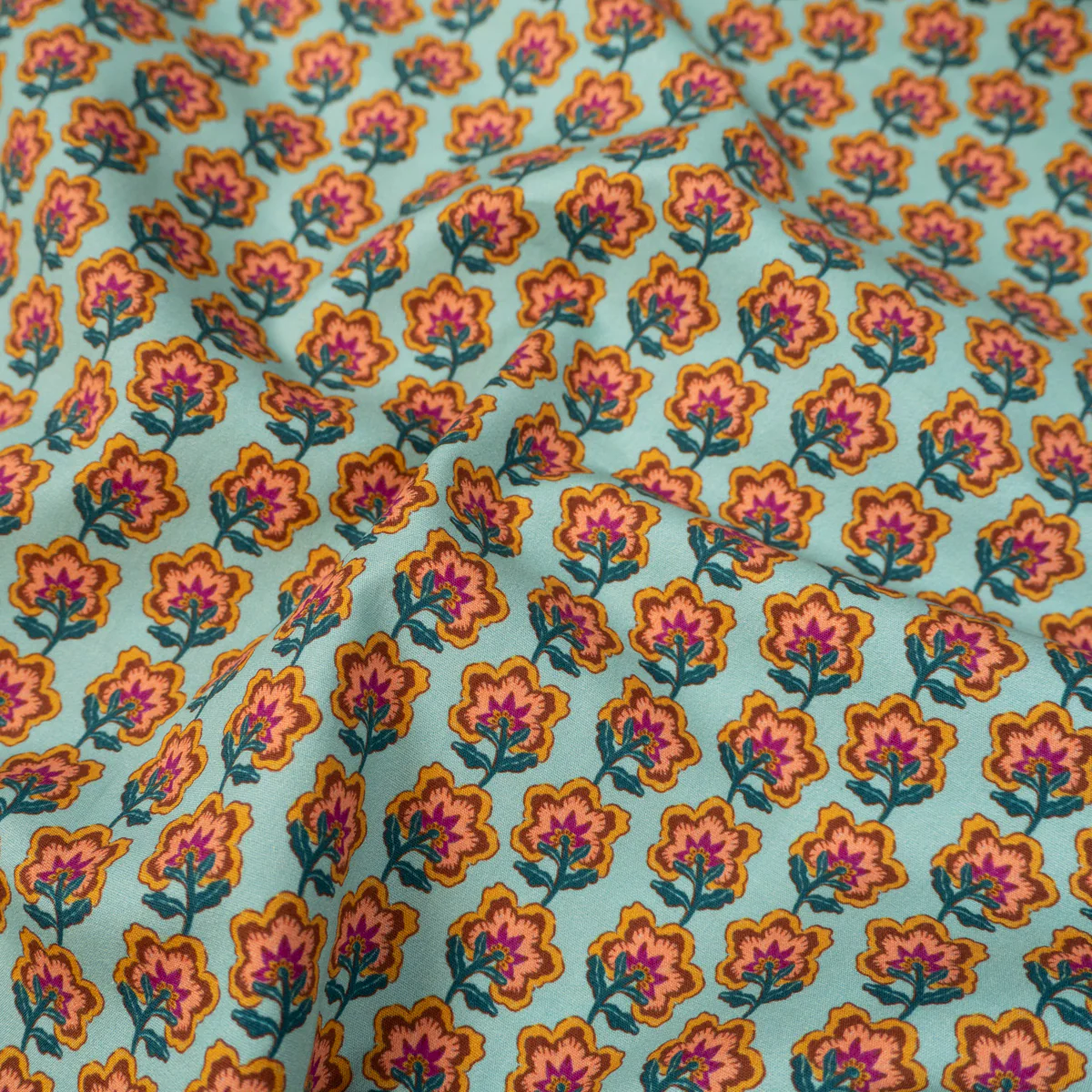 Tissu popeline - ikatee® - Pondichery - Bleu turquoise - Image 4