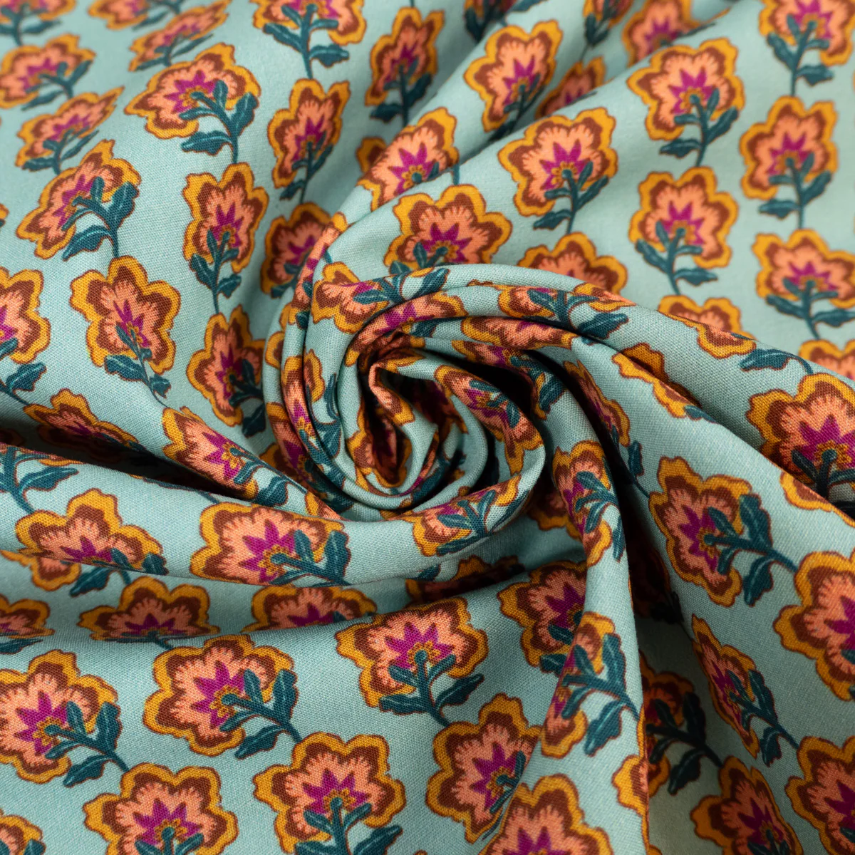 Tissu popeline - ikatee® - Pondichery - Bleu turquoise - Image 5