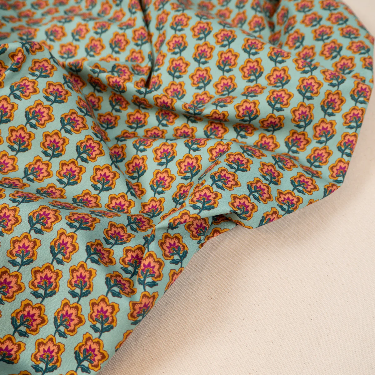 Tissu popeline - ikatee® - Pondichery - Bleu turquoise - Image 7