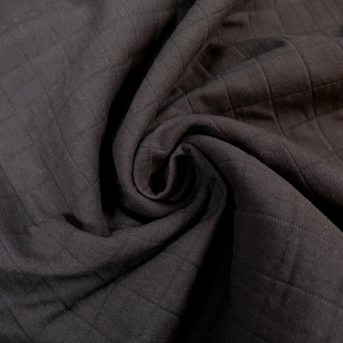 Tissu coton matelassé - Grands carreaux - Anthracite - Image 3