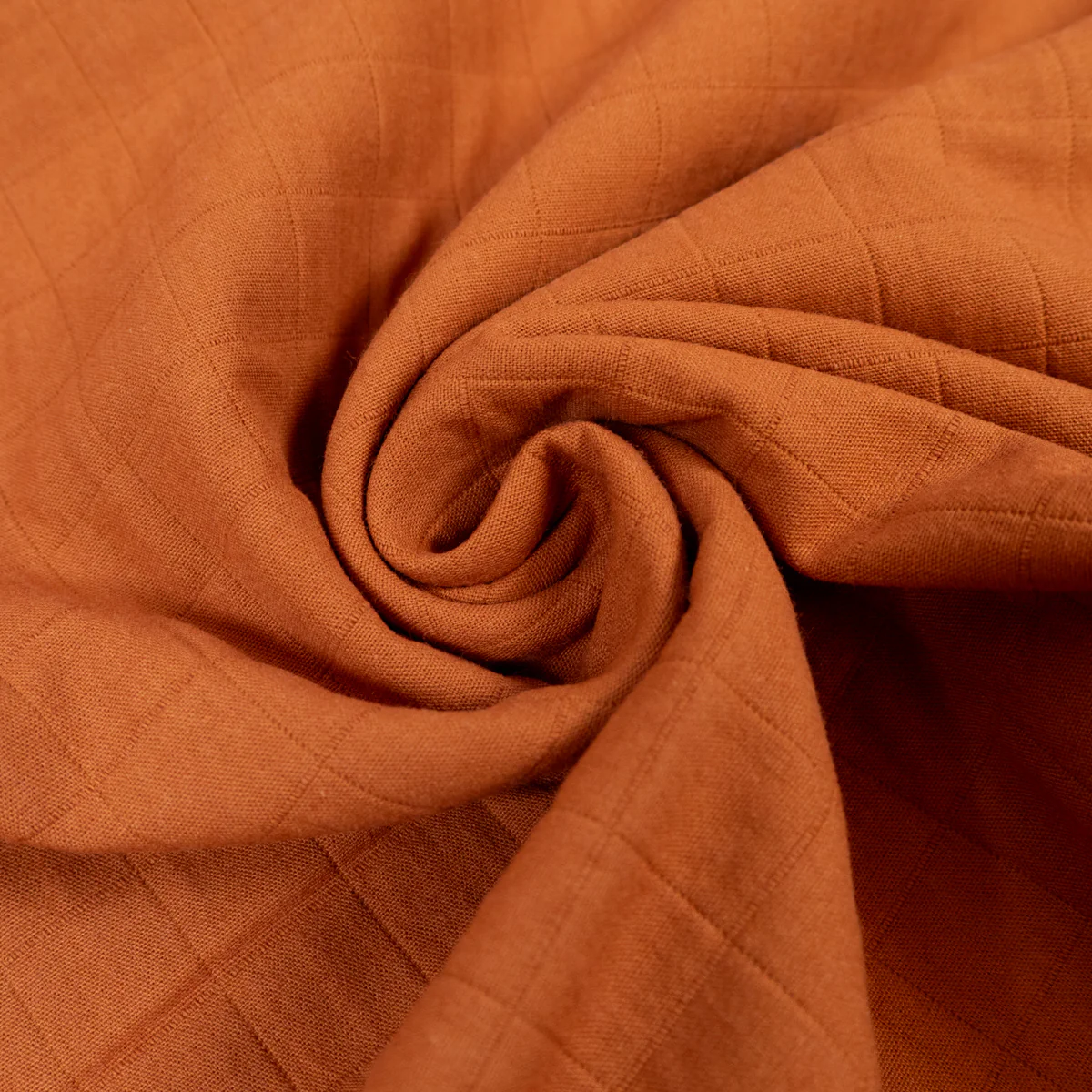 Tissu coton matelassé - Grands carreaux - Terre de sienne - Image 3
