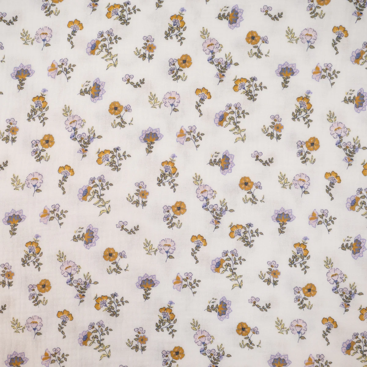 Tissu double gaze - GOTS - Champs de fleurs - Blanc - Image 4
