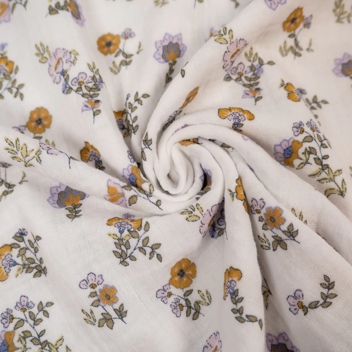 Tissu double gaze - GOTS - Champs de fleurs - Blanc - Image 5