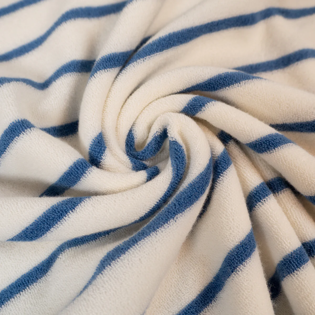 Tissu éponge - Rayé - Écru 509 et bleu - Image 3
