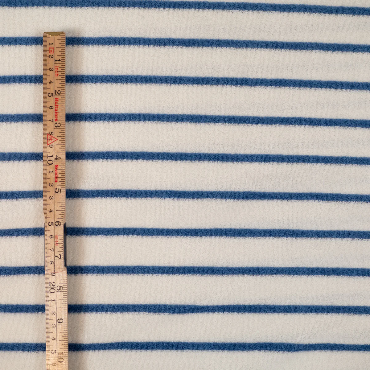 Tissu éponge - Rayé - Écru 509 et bleu - Image 5