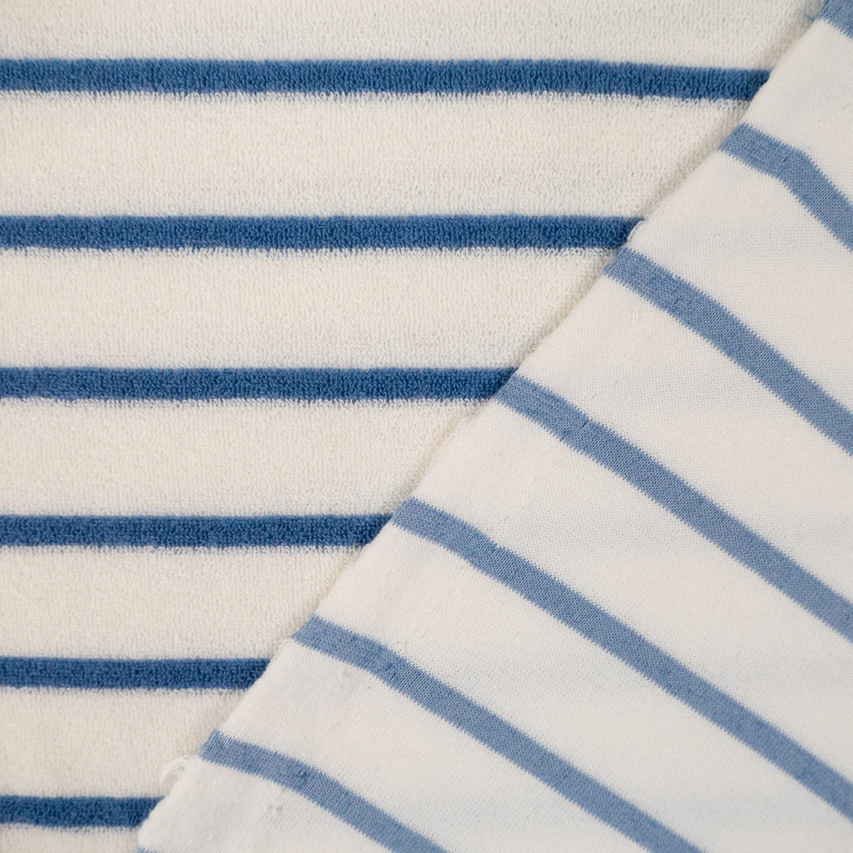 Tissu éponge - Rayé - Écru 509 et bleu - Image 6