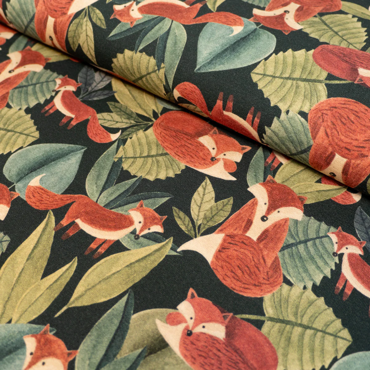 Tissu French terry Bio - Ikatee® - Foxtales - Vert Forêt - Image 3