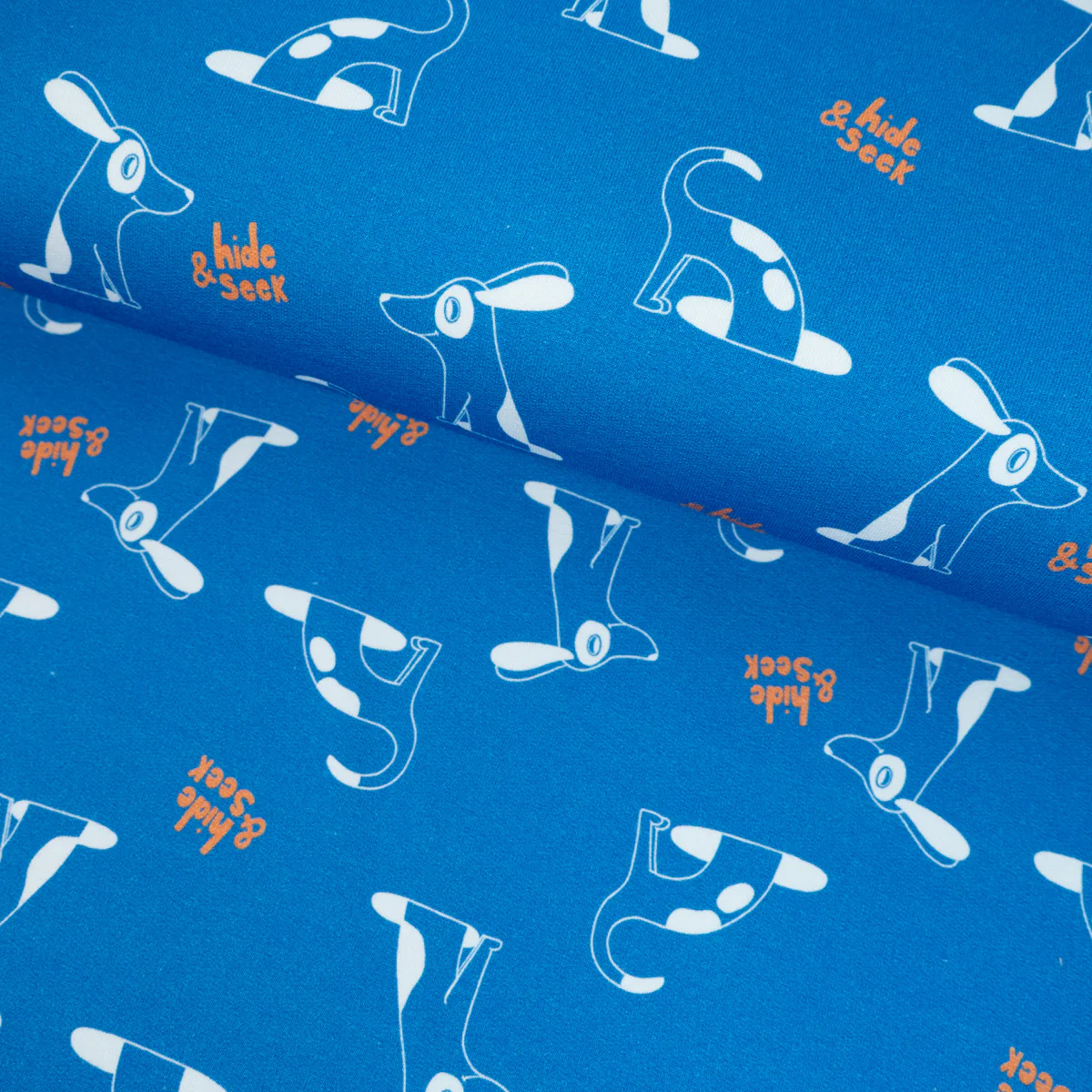 Tissu French terry Bio - Ikatee® - Hide and seek - Bleu vif - Image 5