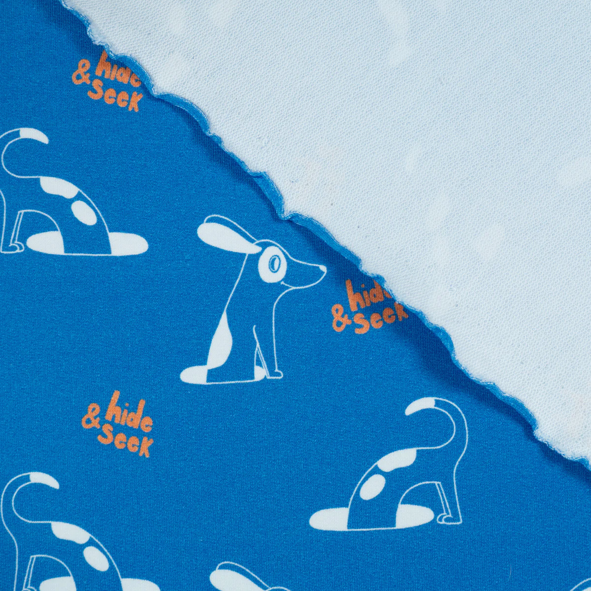 Tissu French terry Bio - Ikatee® - Hide and seek - Bleu vif - Image 6