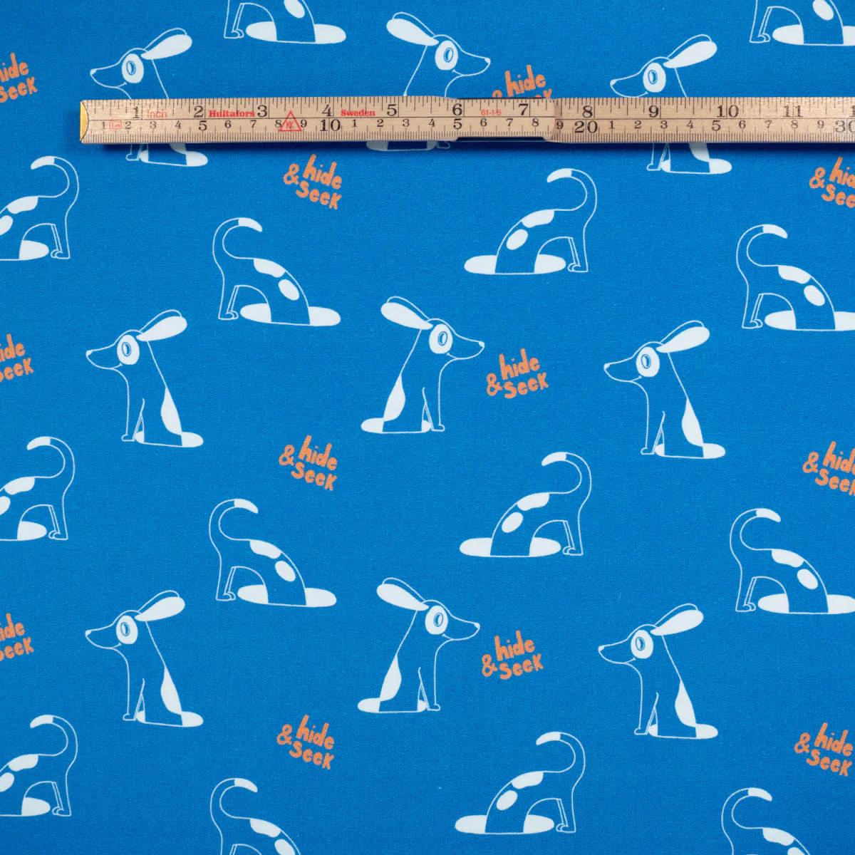 Tissu French terry Bio - Ikatee® - Hide and seek - Bleu vif - Image 8