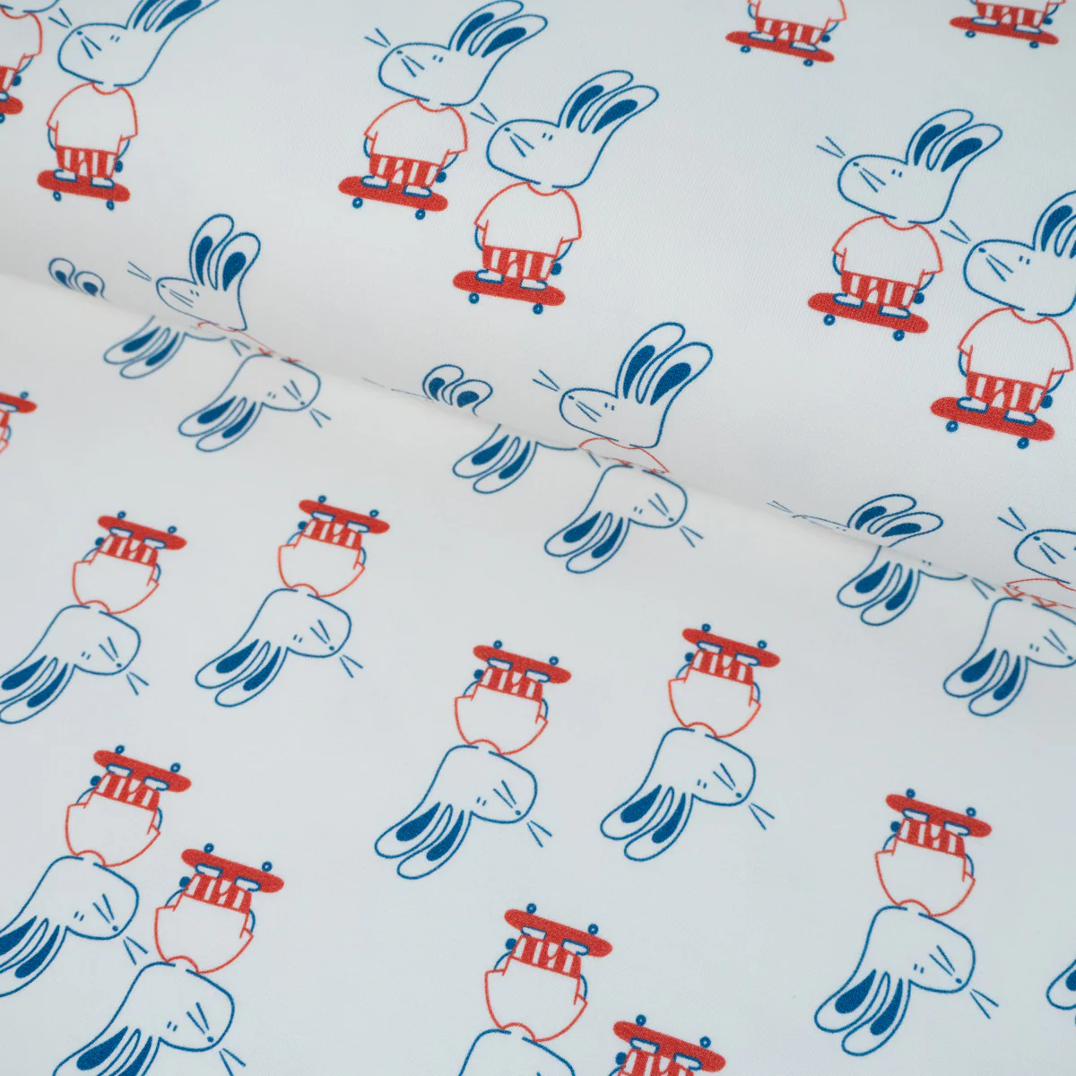 Tissu French terry Bio - Ikatee® - Rabbit Ride Club - Écru