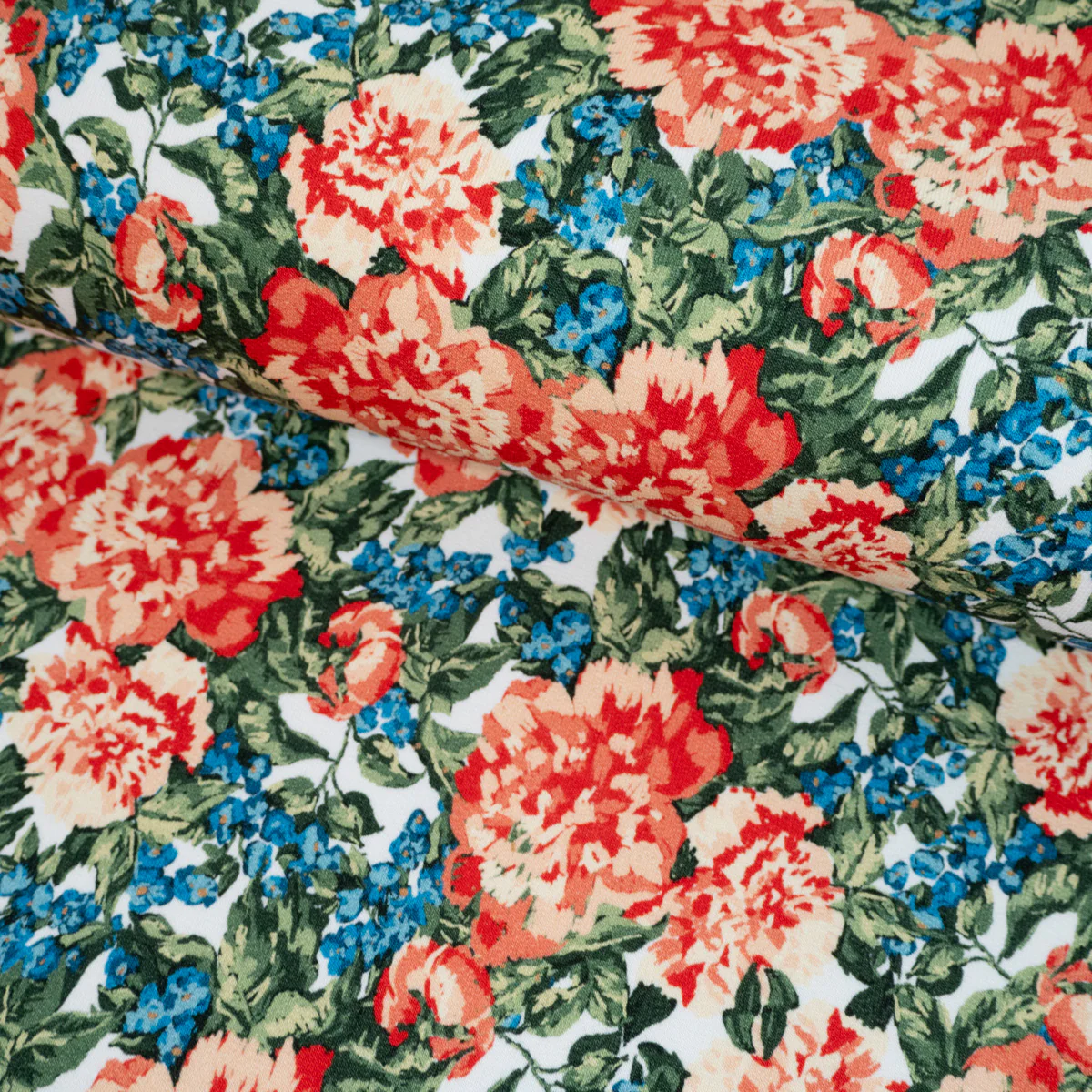 Tissu French terry Bio - Ikatee® - Romantic Peonies - Écru