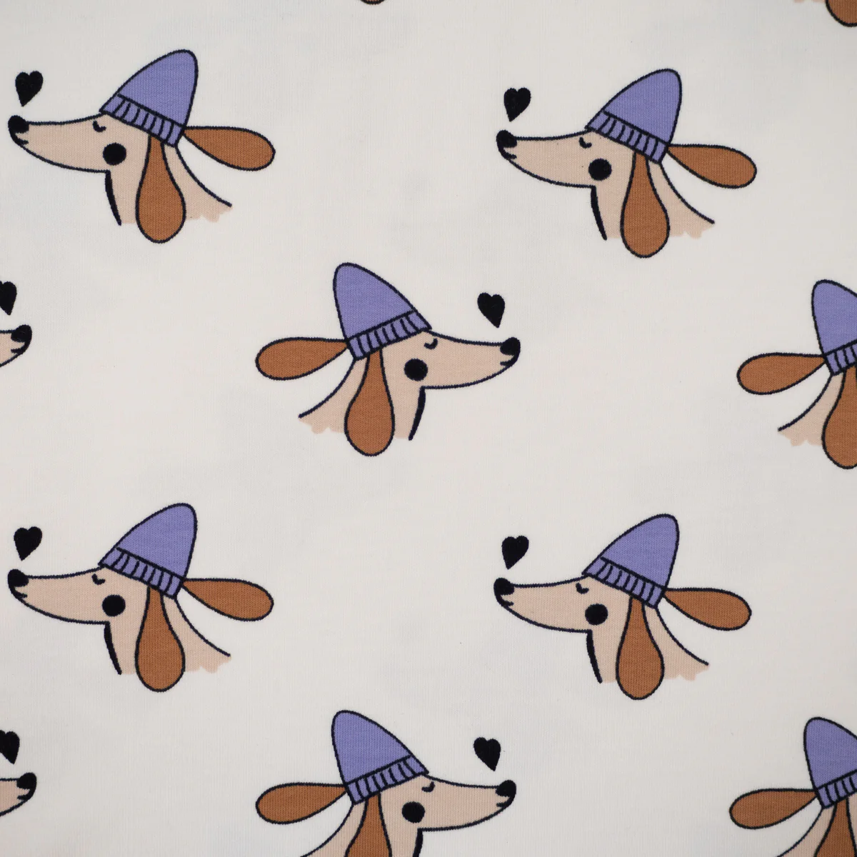 Tissu French terry - Doggy Love - Écru