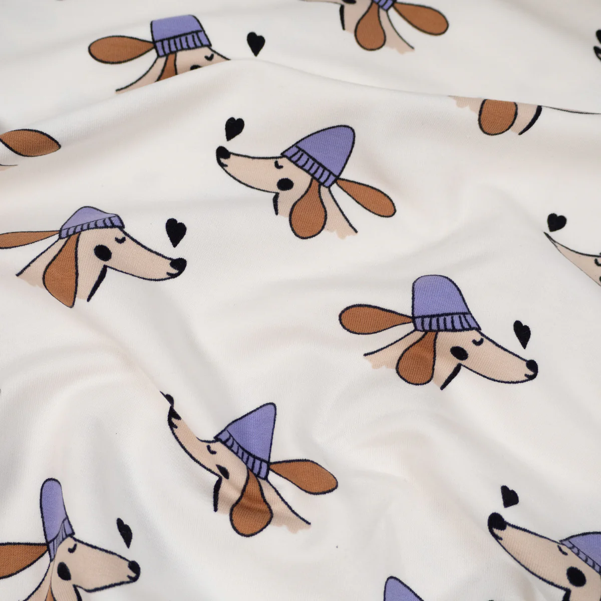 Tissu French terry - Doggy Love - Écru - Image 4
