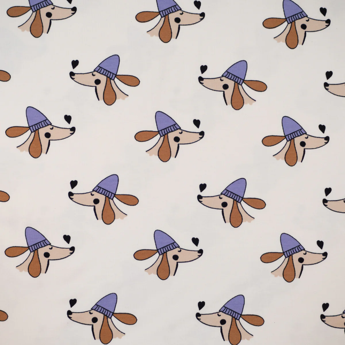 Tissu French terry - Doggy Love - Écru - Image 5