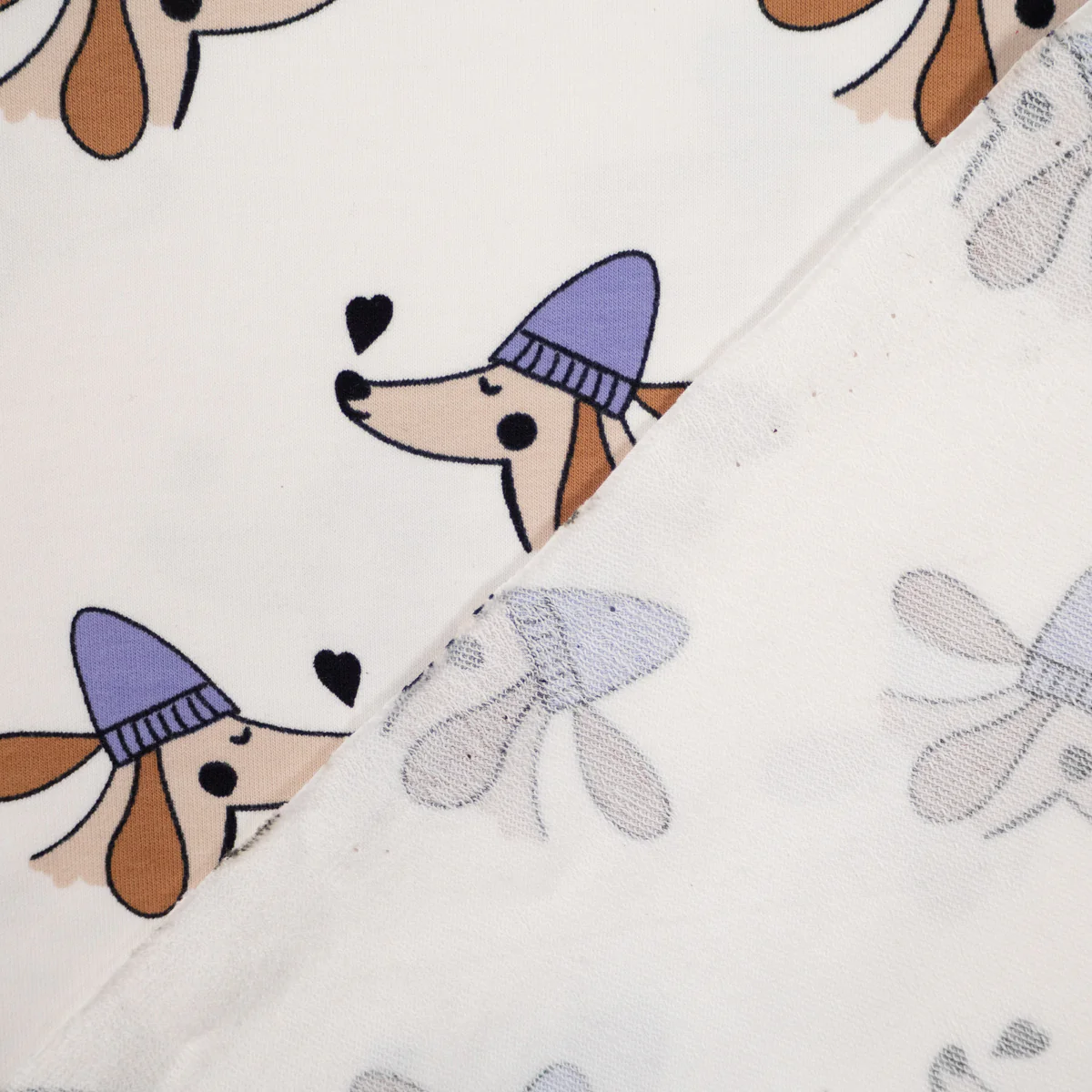 Tissu French terry - Doggy Love - Écru - Image 7