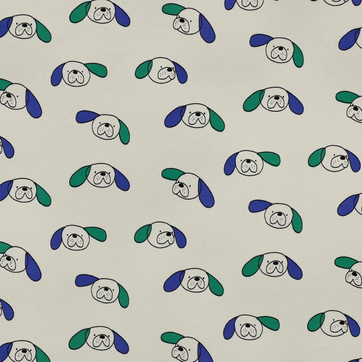 Tissu French Terry - GOTS - Doggy - Bleu - Image 2