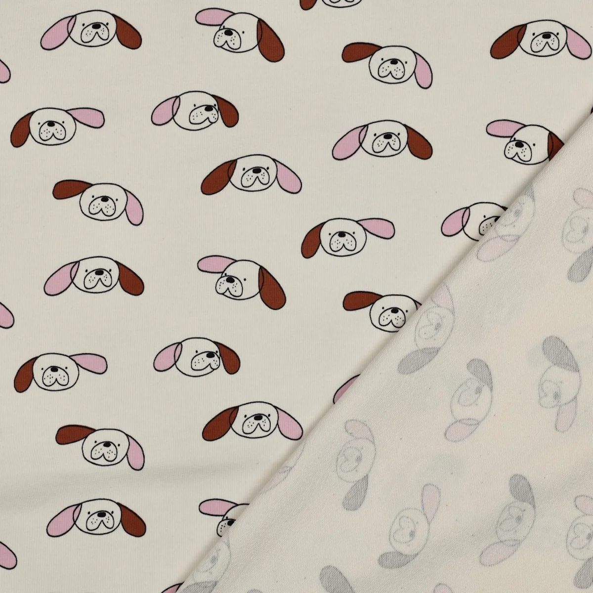 Tissu French Terry - GOTS - Doggy - Rose - Image 4
