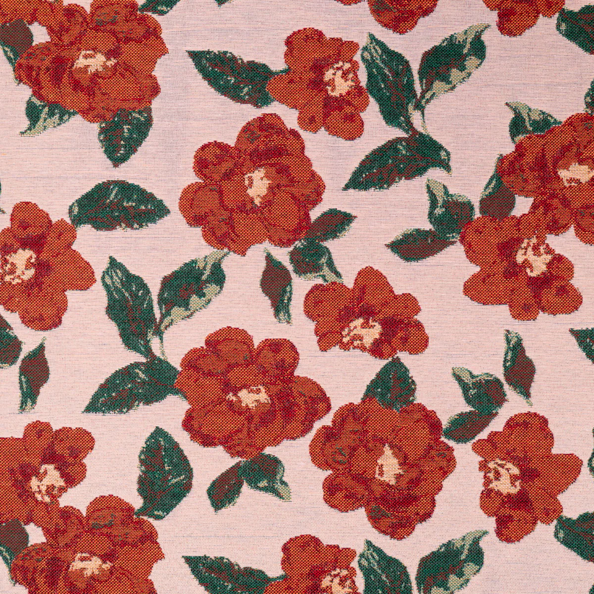 Tissu jacquard - Camélia - Rose