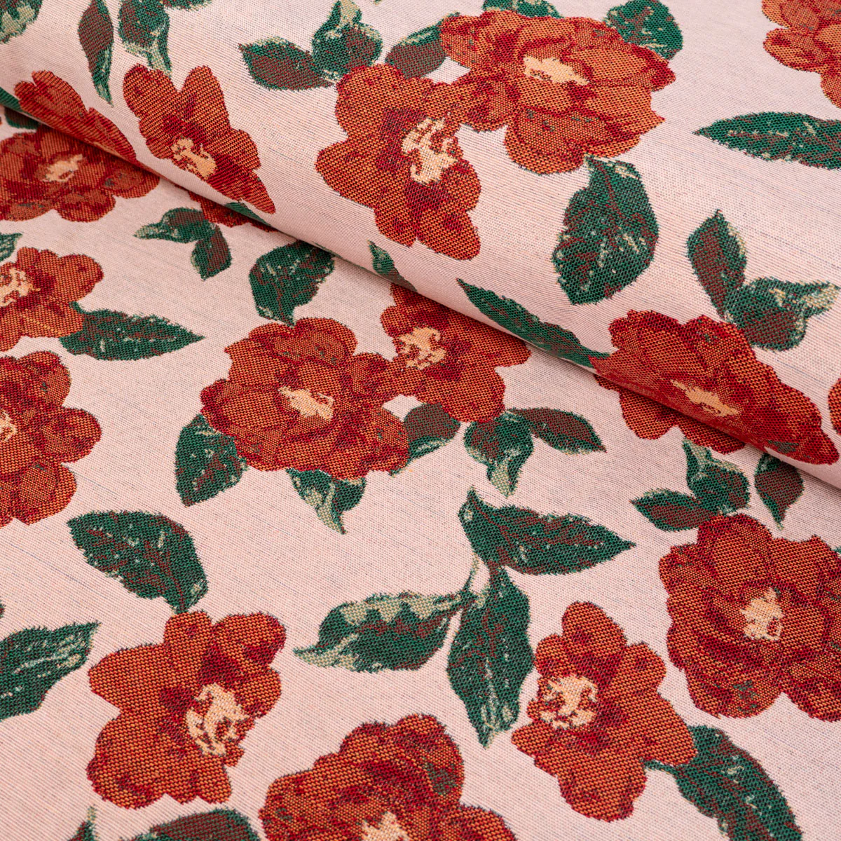 Tissu jacquard - Camélia - Rose - Image 2