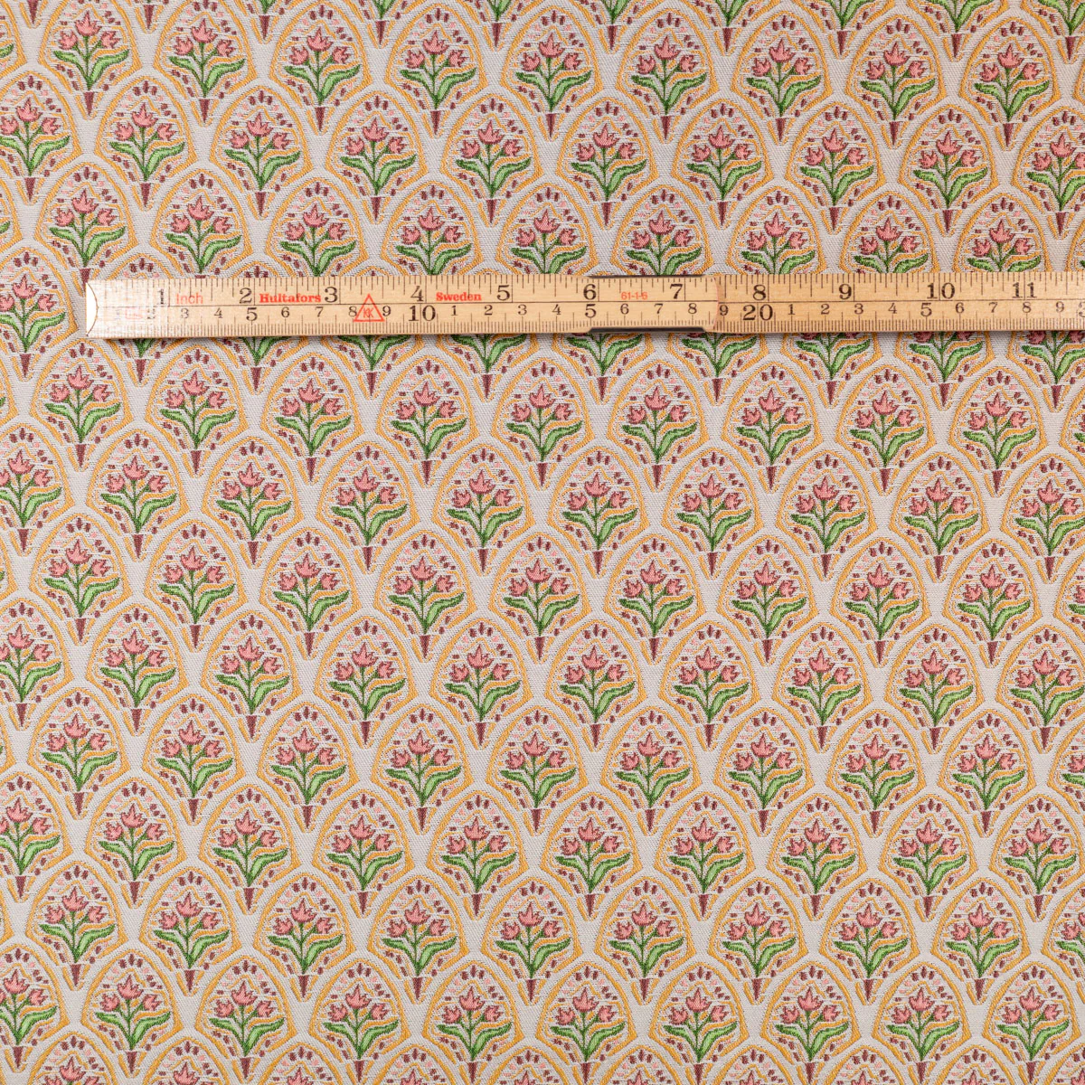 Tissu jacquard - Fleurs d'or - Rose - Image 6