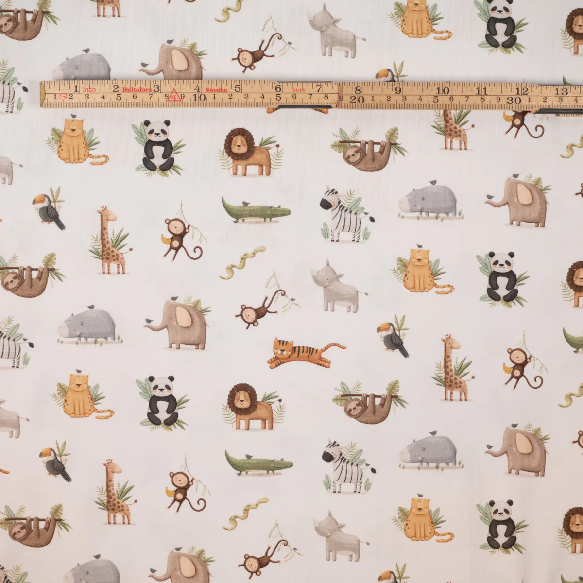 Tissu jersey - Animaux de la savane GOTS- Blanc - Image 5