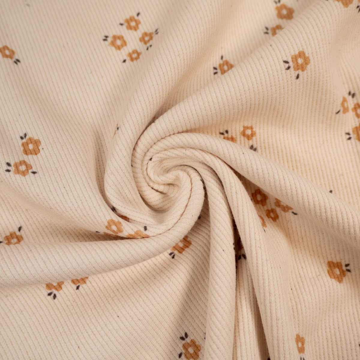 Tissu jersey côtelé - GOTS- Douce floraison - Écru - Image 4
