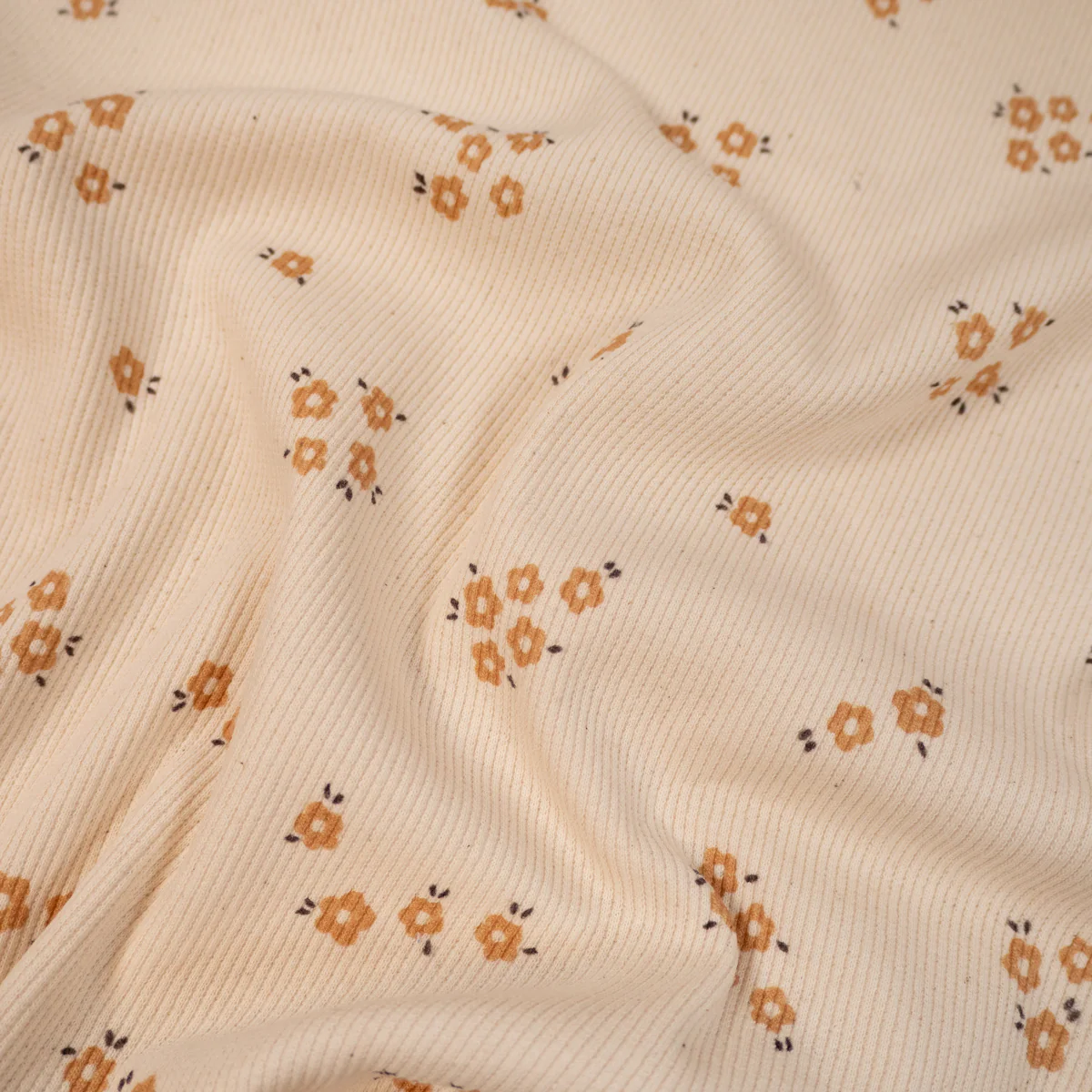 Tissu jersey côtelé - GOTS- Douce floraison - Écru - Image 5