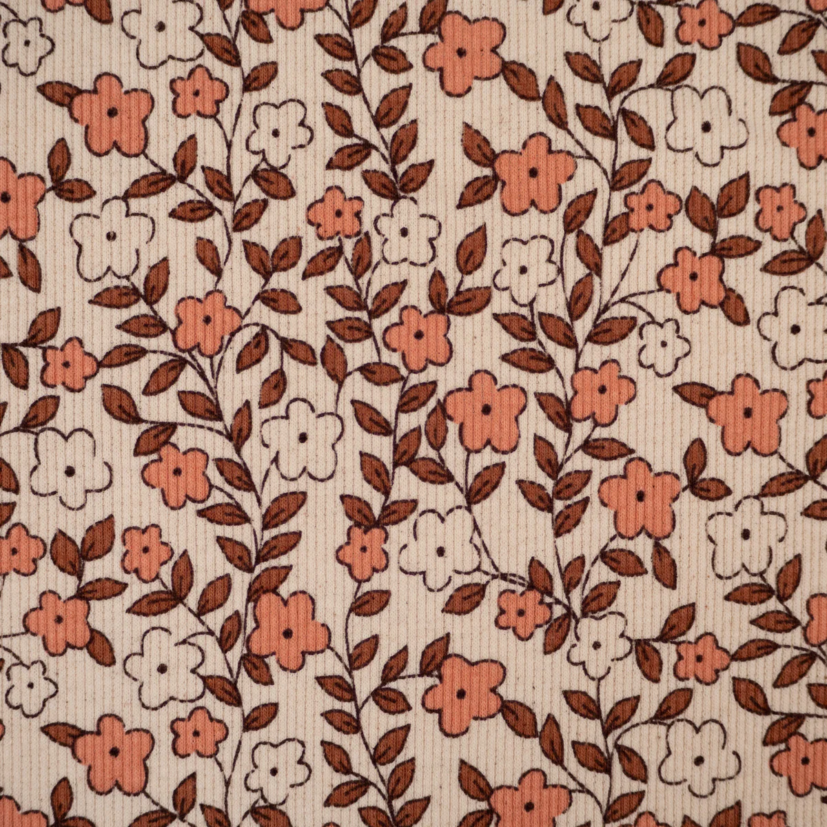 Tissu jersey côtelé - GOTS - Fleurs d'automne - Écru - Image 2