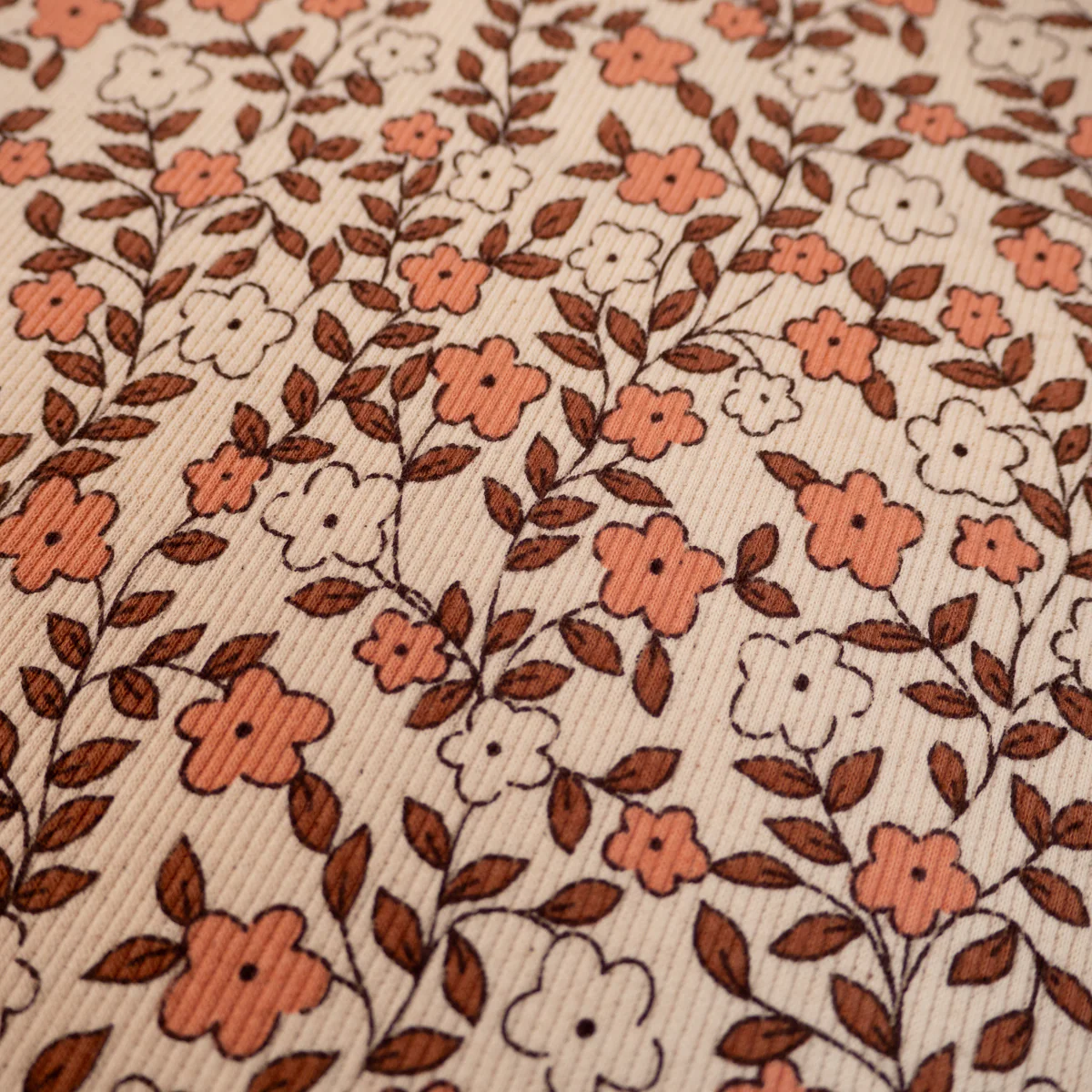 Tissu jersey côtelé - GOTS - Fleurs d'automne - Écru - Image 3