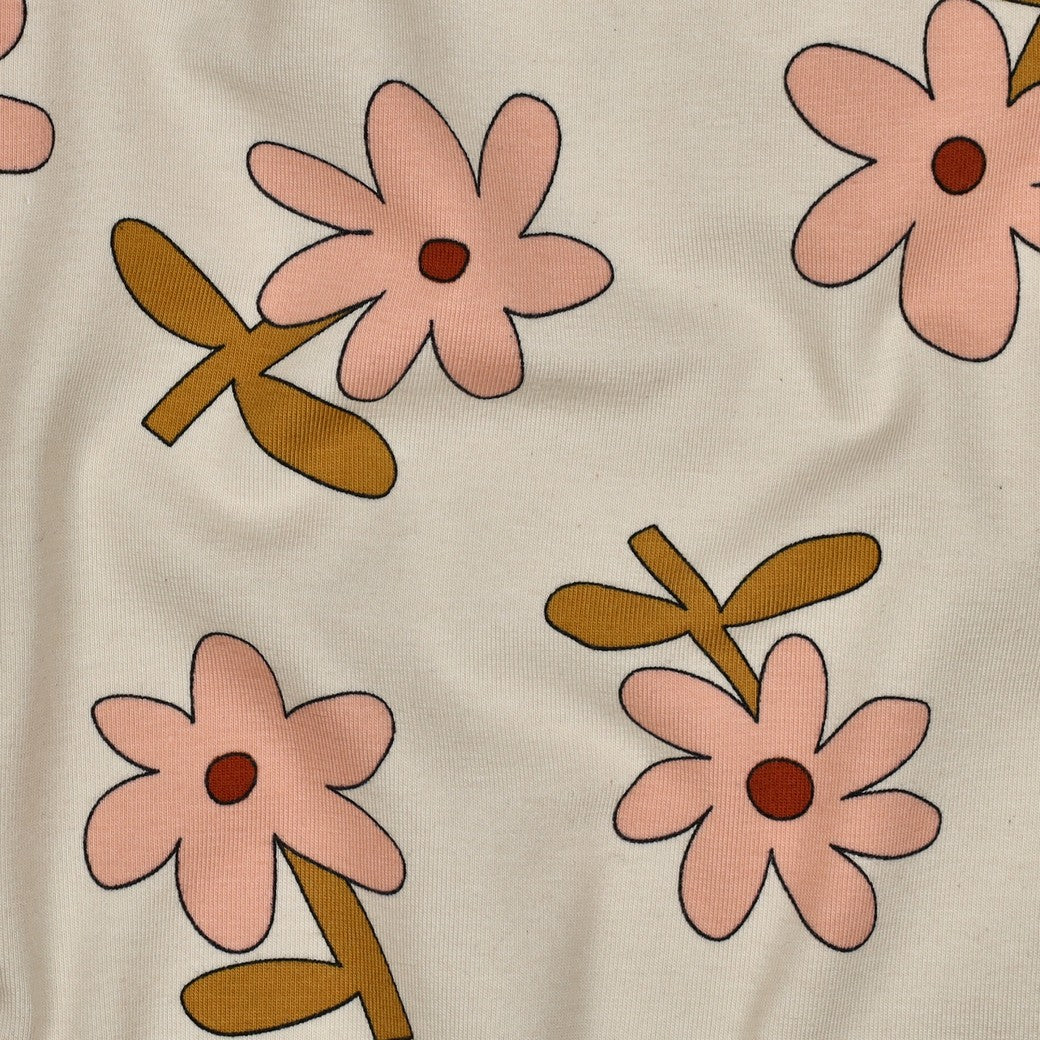 Tissu jersey - GOTS - Retro Bloom - Écru / Rose clair