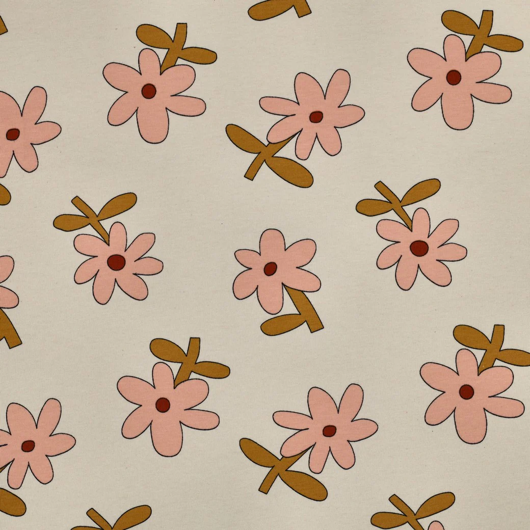 Tissu jersey - GOTS - Retro Bloom - Écru / Rose clair - Image 2