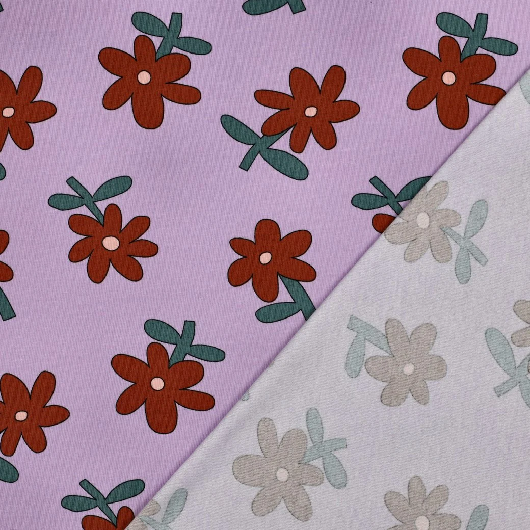 Tissu jersey - GOTS - Retro Bloom - Lavande - Image 3