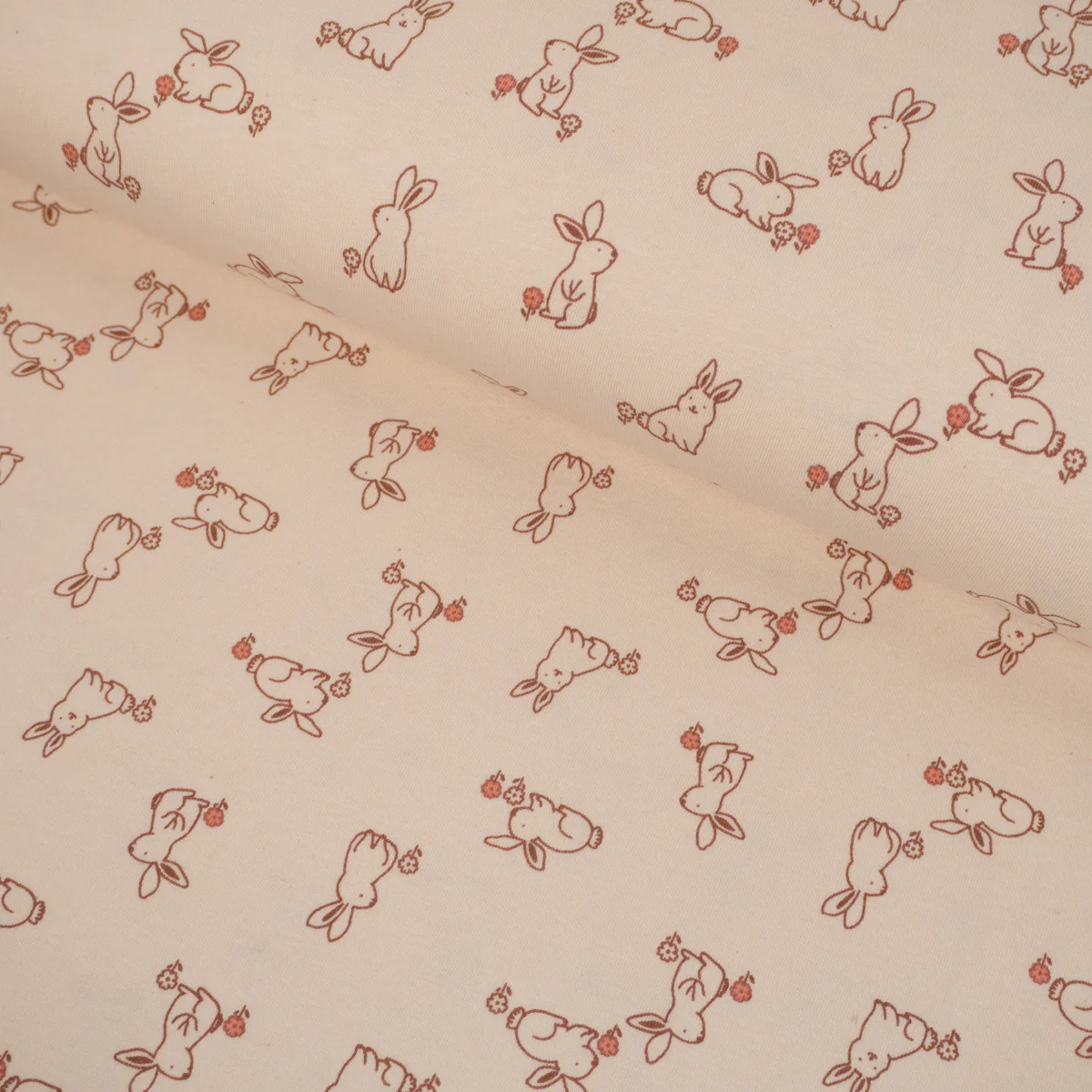 Tissu jersey - GOTS - Prairie aux lapins - Écru - Image 2