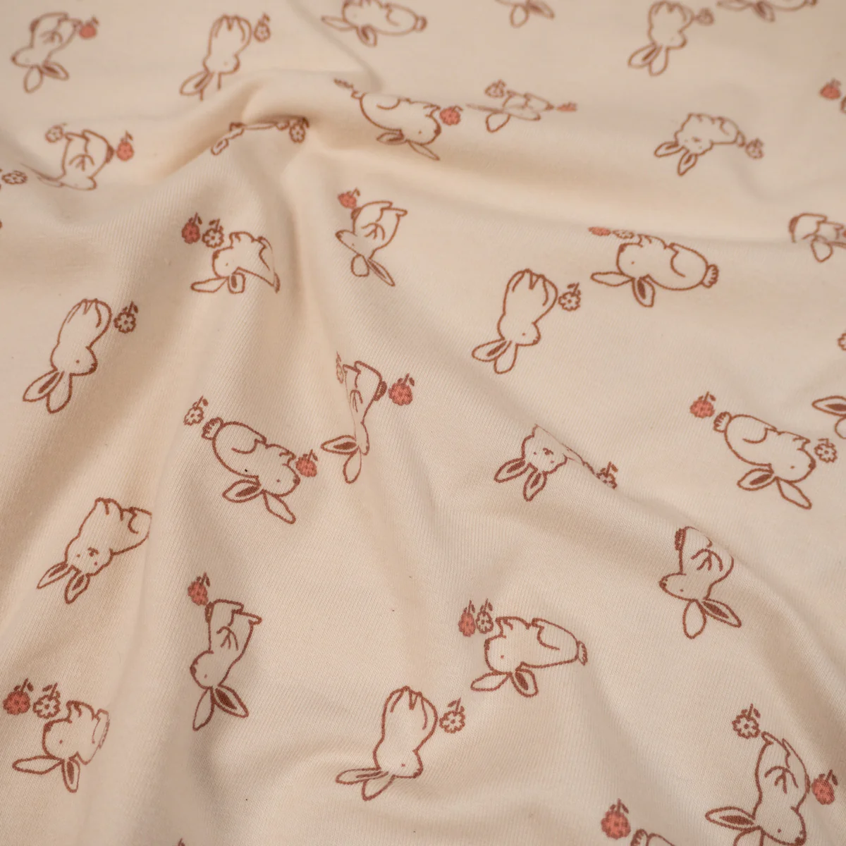 Tissu jersey - GOTS - Prairie aux lapins - Écru - Image 4