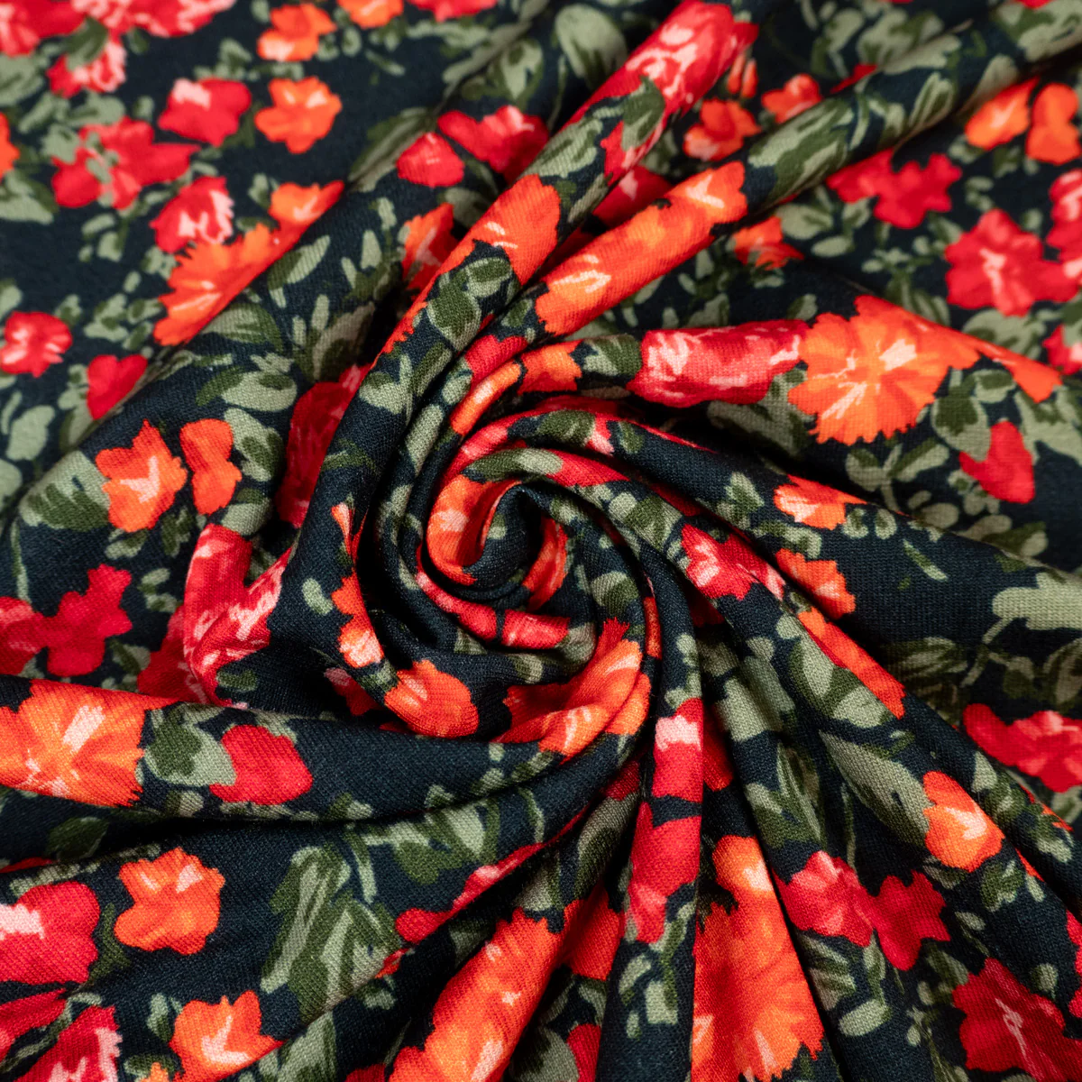 Tissu jersey de viscose - Ikatee® - Flora Viva - Noir - Image 7