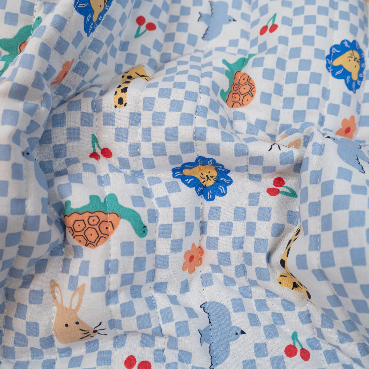 Tissu matelassé réversible - Joe - Écru et bleu - Image 4