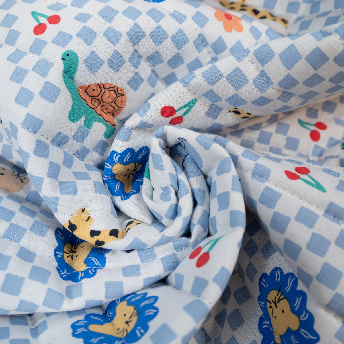 Tissu matelassé réversible - Joe - Écru et bleu - Image 5