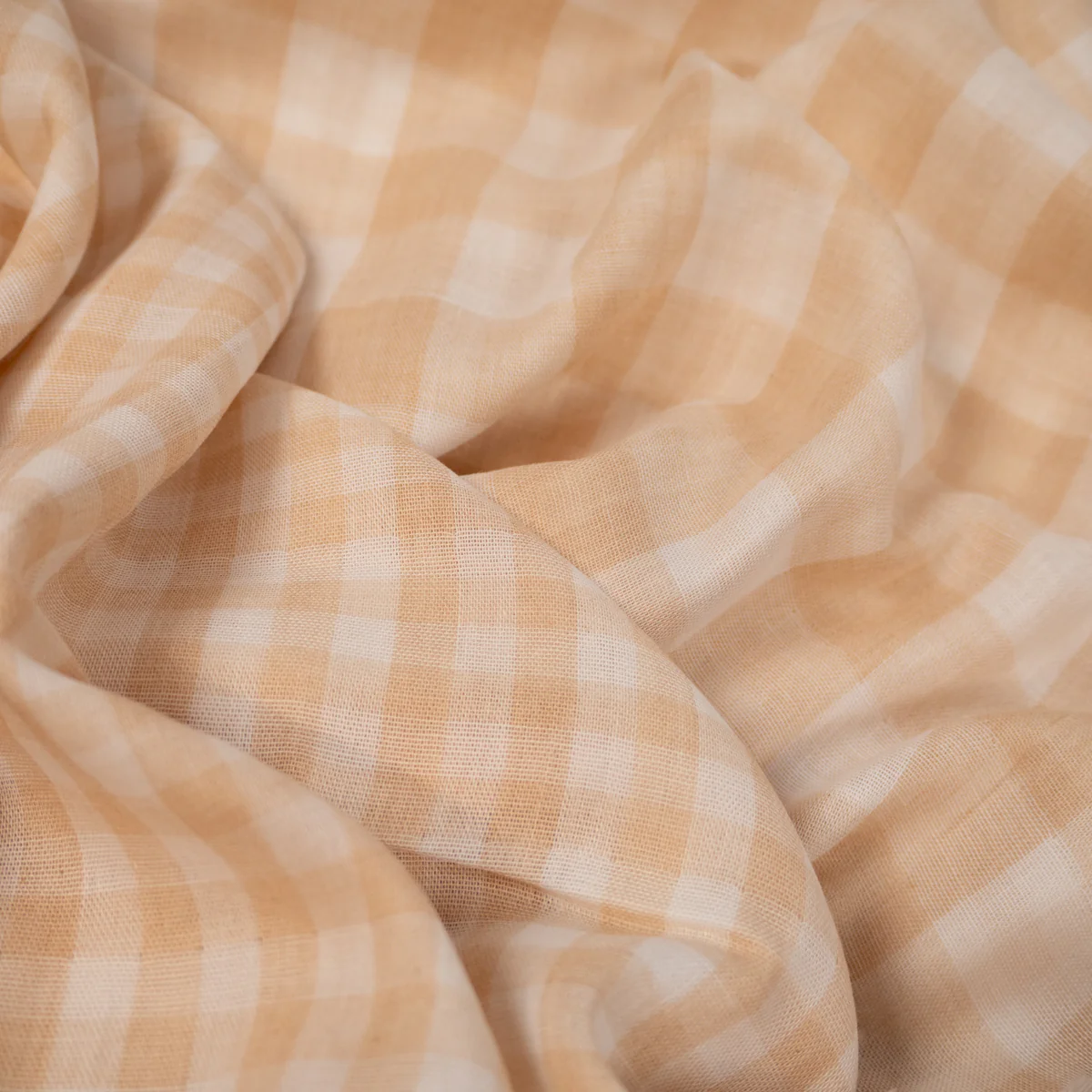 Tissu double gaze GOTS - Vichy - Beige - Image 4