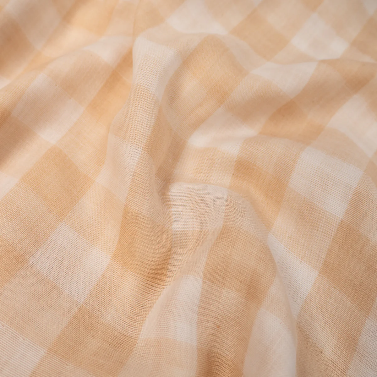 Tissu double gaze GOTS - Vichy - Beige - Image 6