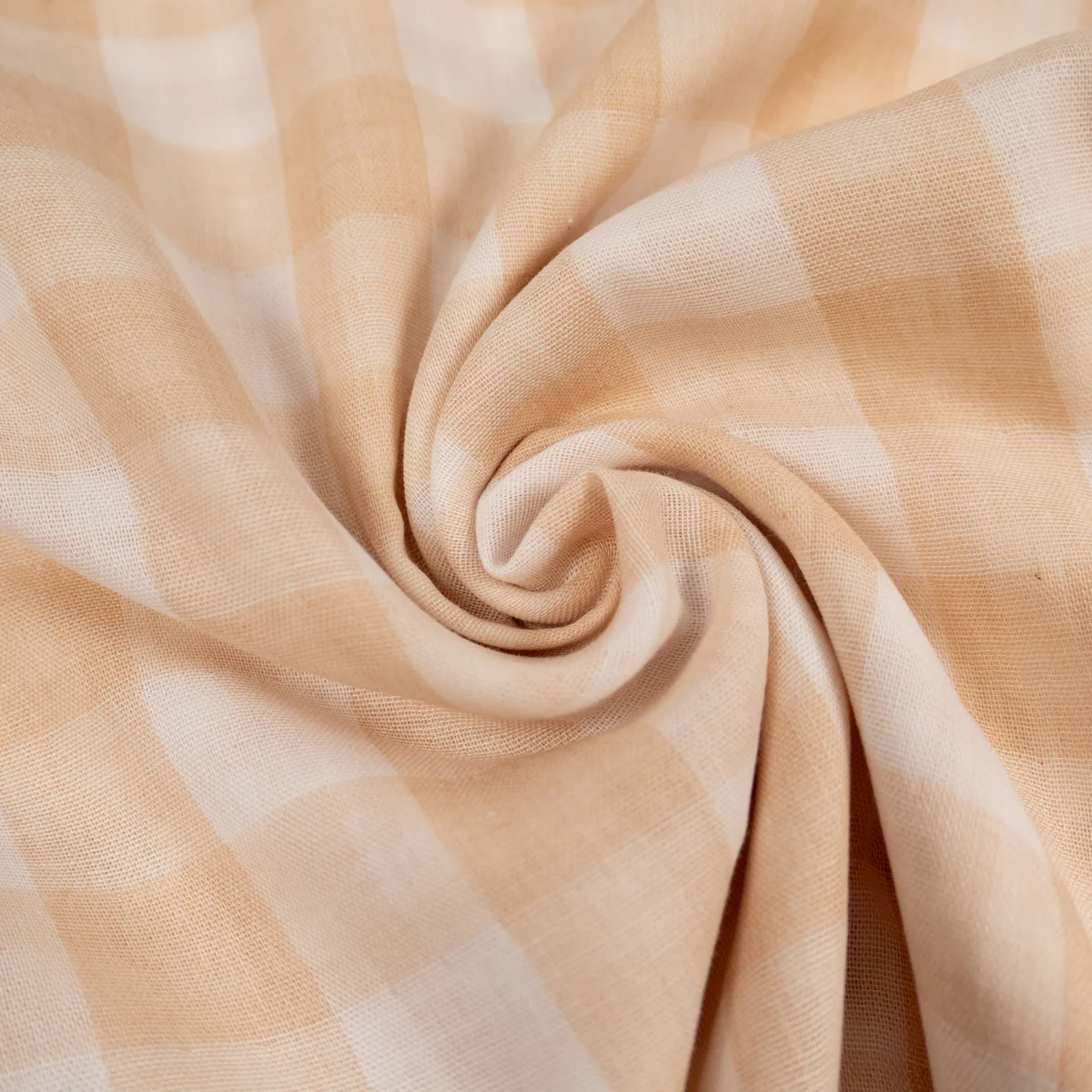 Tissu double gaze GOTS - Vichy - Beige - Image 7