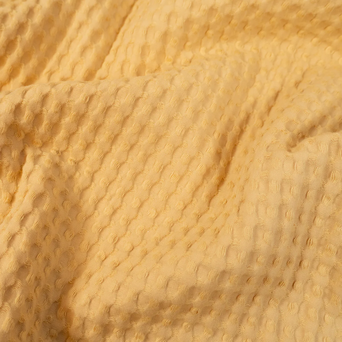 Tissu nid d'abeille tissé - Grands carreaux - Jaune pâle